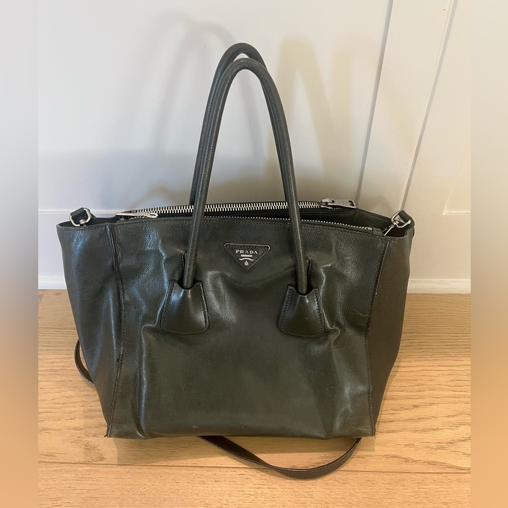 Prada Glacé Double Zip Tote Satchel